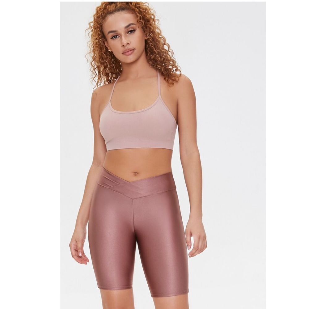 Metallic Rose Gold Bike Legging Shorts Pink Small NWT